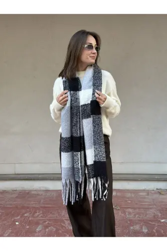 Cairo Bouclé 100% Buklet Gri-bej Premium Atkı-Füme - 1