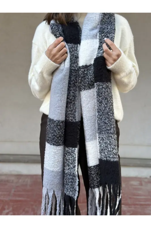 Cairo Bouclé 100% Buklet Gri-bej Premium Atkı-Füme - 2