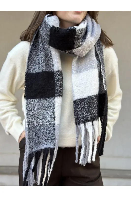 Cairo Bouclé 100% Buklet Gri-bej Premium Atkı-Füme - 3