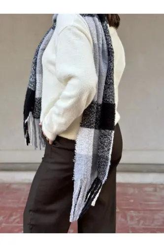 Cairo Bouclé 100% Buklet Gri-bej Premium Atkı-Füme - 6