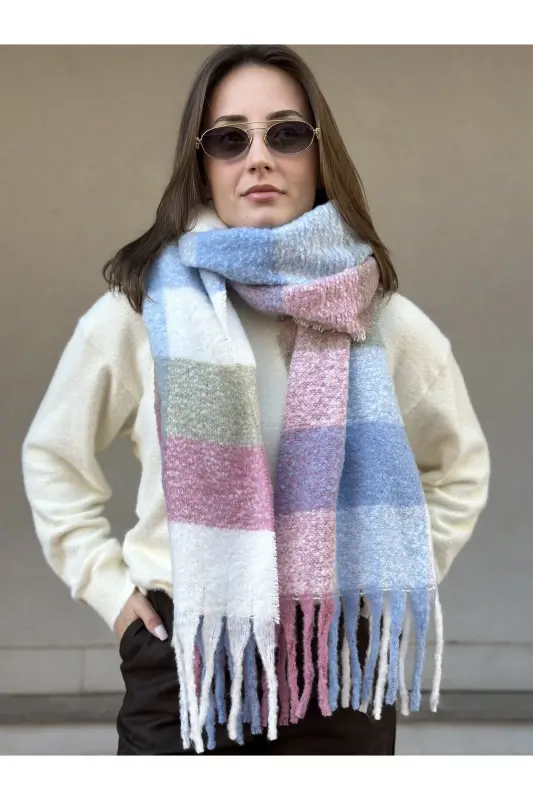 Cairo Bouclé 100% Buklet Premium Atkı-GÜL KURUSU - 1