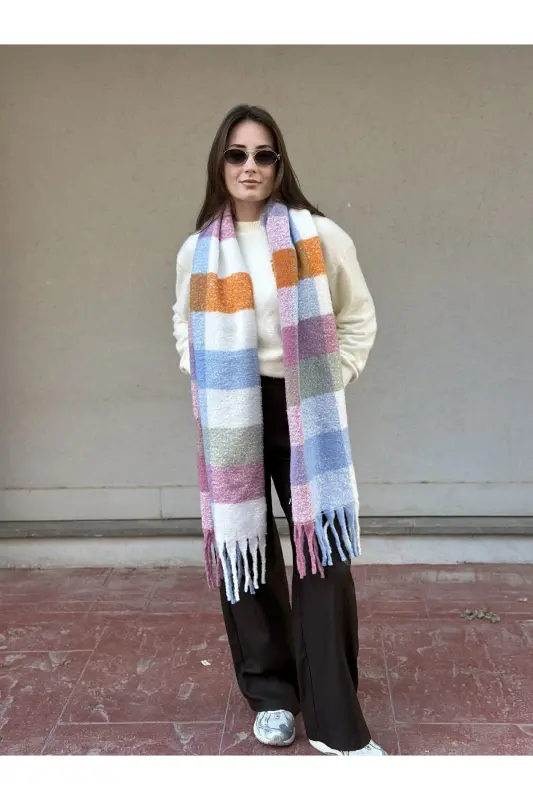 Cairo Bouclé 100% Buklet Premium Atkı-GÜL KURUSU - 2