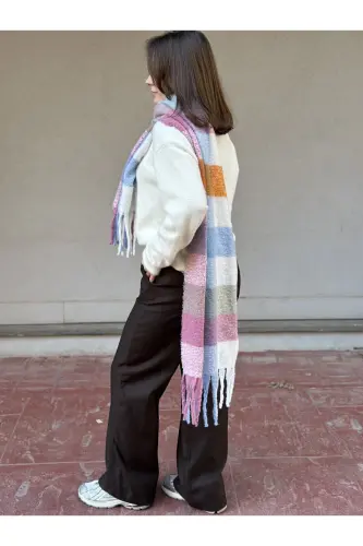 Cairo Bouclé 100% Buklet Premium Atkı-GÜL KURUSU - 3