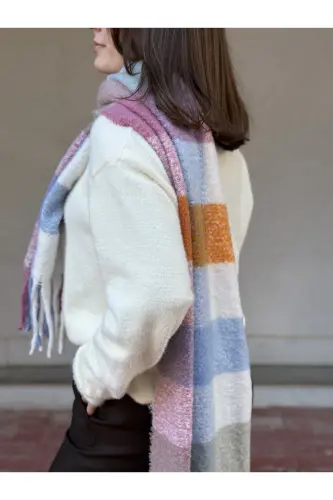 Cairo Bouclé 100% Buklet Premium Atkı-GÜL KURUSU - 4