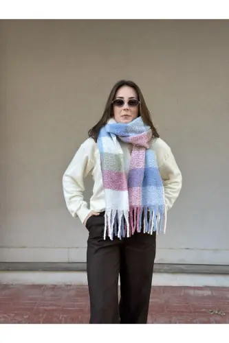 Cairo Bouclé 100% Buklet Premium Atkı-GÜL KURUSU - 5