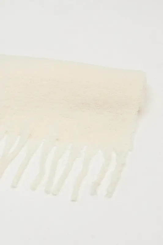 Cairo Bouclé 100% Buklet Soft Touch Kemik Rengi Premium Atkı-Beyaz - 5