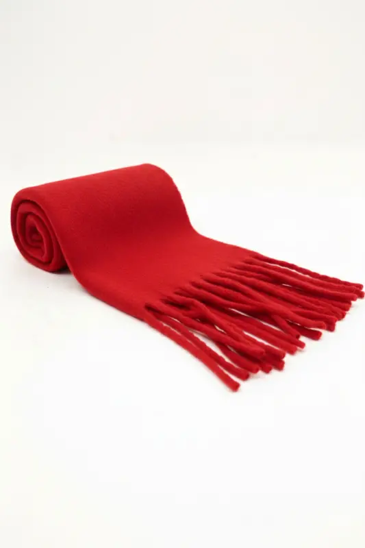 Cairo Bouclé 100% Buklet Soft Touch Premium Trend Bordo Melange Atkı - Moulin Rouge Red - 4
