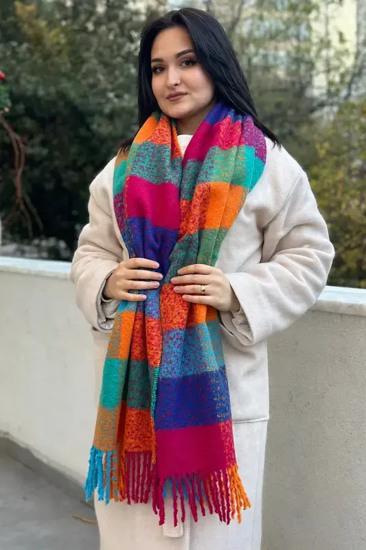 Cairo Bouclé 100% Boucle Premium Scarf-Turquoise - 2