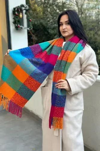 Cairo Bouclé 100% Boucle Premium Scarf-Turquoise - 3