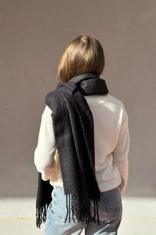 Cairo Bouclé 100% Boucle Soft Touch Premium Scarf-Black - 6