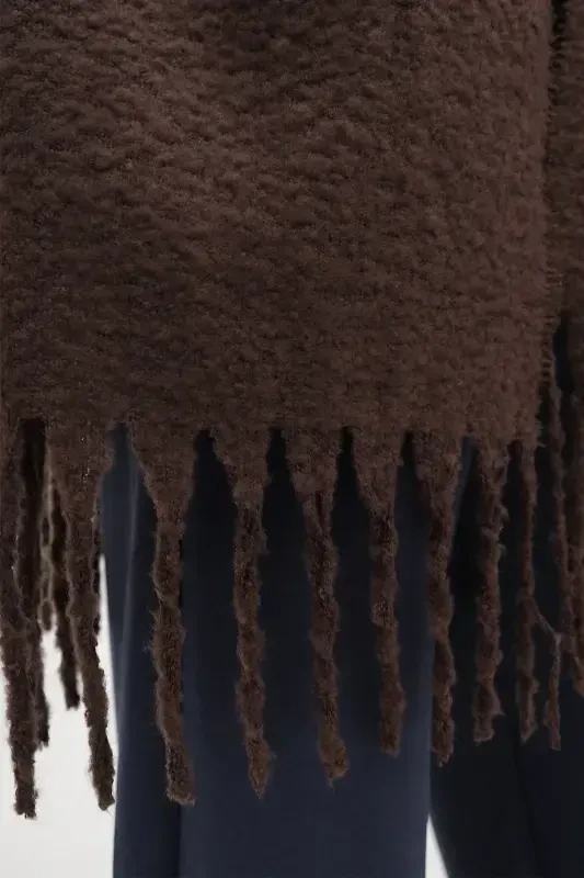 Cairo Bouclé 100% Boucle Soft Touch Premium Trend Dark Coffee Mocha Scarf-Dark Coffee - 6
