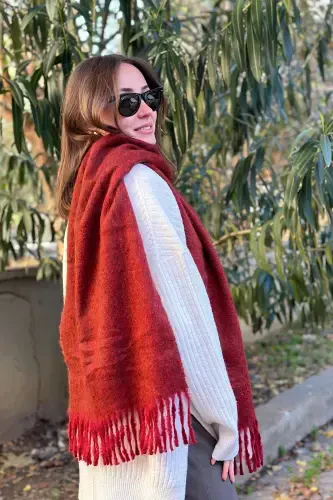 Cairo Bouclé 100% Buklet Soft Touch Premium Trend Bordo Melange Atkı-Burgundy Dream - 5