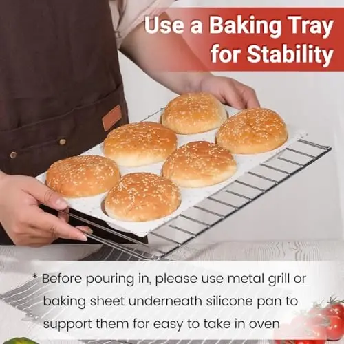 CAKETIME 4 Inch Muffin Top Pans Non Stick, Jumbo Silicone Molds for Breakfast Sandwiches Round Baking Pan for Oven English Muffins, Whoopie Pies, Corn Bread, Egg Bites, Tarts 3 Pack - 2