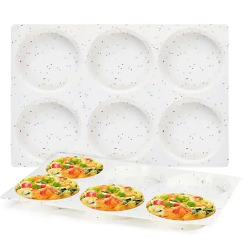 CAKETIME 4 Inch Muffin Top Pan, Silicone Egg Molds for Breakfast Sandwiches Jumbo Round Baking Pan for Oven English muffins, Whoopie Pies, Corn Bread, Egg bites, Tarts 2 Pack Confetti - CAKETIME
