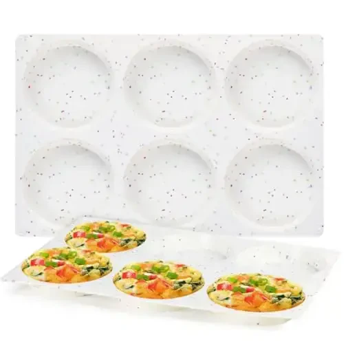 CAKETIME 4 Inch Muffin Top Pan, Silicone Egg Molds for Breakfast Sandwiches Jumbo Round Baking Pan for Oven English muffins, Whoopie Pies, Corn Bread, Egg bites, Tarts 2 Pack Confetti - 1