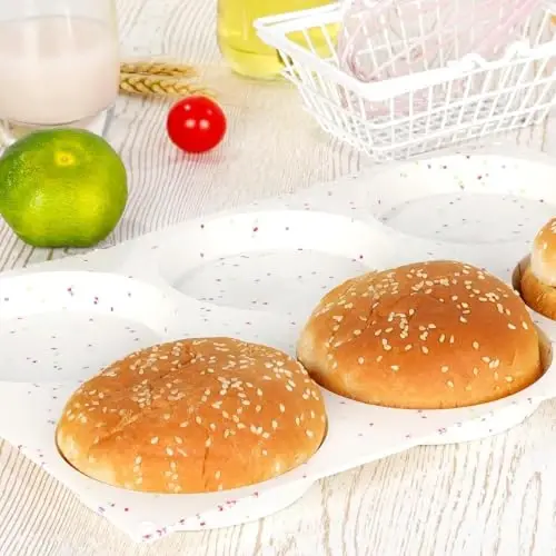 CAKETIME 4 Inch Muffin Top Pan, Silicone Egg Molds for Breakfast Sandwiches Jumbo Round Baking Pan for Oven English muffins, Whoopie Pies, Corn Bread, Egg bites, Tarts 2 Pack Confetti - CAKETIME (1)