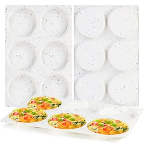 CAKETIME 4 Inch Muffin Top Pans Non Stick, Jumbo Silicone Egg Molds for Breakfast Sandwiches Round Baking Pan for Oven English Muffins, Whoopie Pies, Corn Bread, Egg Bites, Tarts 3 Pack - CAKETIME