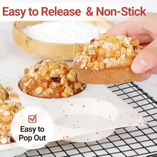 CAKETIME 4 Inch Muffin Top Pans Non Stick, Jumbo Silicone Egg Molds for Breakfast Sandwiches Round Baking Pan for Oven English Muffins, Whoopie Pies, Corn Bread, Egg Bites, Tarts 3 Pack - 4