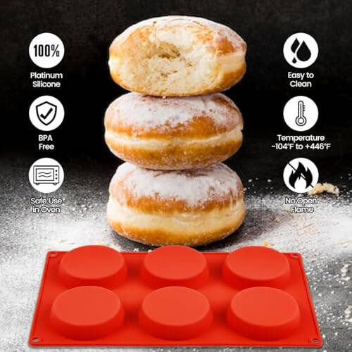 CAKETIME Muffin Top Pan, Silicone Egg Molds for Breakfast Sandwiches 3 Inch Round Silicone Baking Molds for Baking English Muffins, Whoopie Pies, Corn Bread, Egg Bites, Tarts 3 Pack - 3