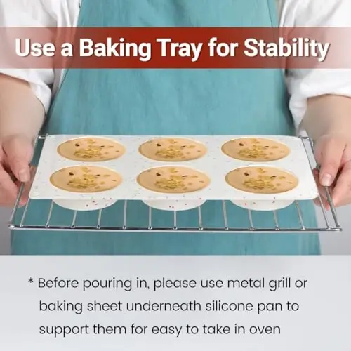 CAKETIME Muffin Top Pan, Silicone Egg Molds for Breakfast Sandwiches 3 Inch Round Baking Pan for Oven English Muffins, Whoopie Pies, Corn Bread, Bites, Tarts 2 Pack Confetti - 4