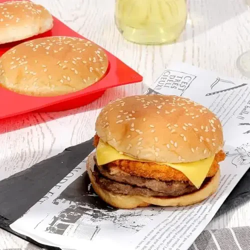 CAKETIME Muffin Top Pan, Jumbo Silicone Egg Molds for Breakfast Sandwiches 4 Inch Round Baking Pan for Oven English Muffins, Whoopie Pies, Corn Bread, Egg bites, Tarts 3 Pack Red - 3