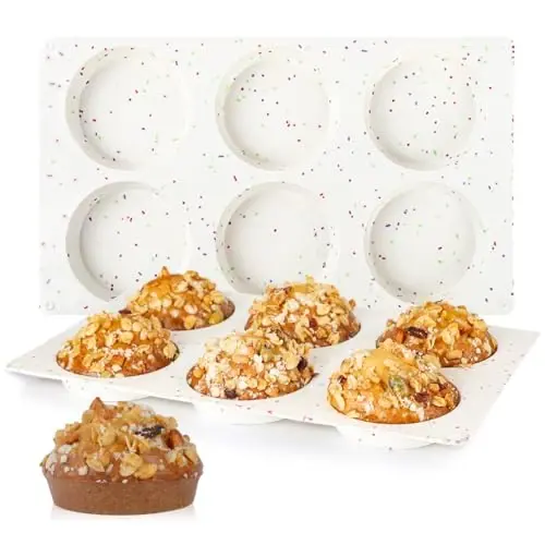 CAKETIME Muffin Top Pan, Silicone Egg Molds for Breakfast Sandwiches 3 Inch Round Baking Pan for Oven English Muffins, Whoopie Pies, Corn Bread, Bites, Tarts 2 Pack Confetti - 1