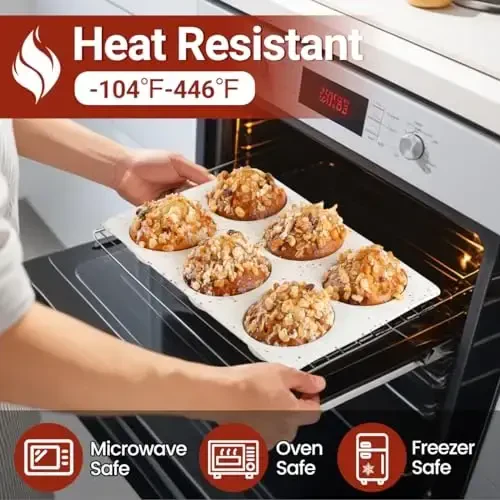 CAKETIME Muffin Top Pan, Silicone Egg Molds for Breakfast Sandwiches 3 Inch Round Baking Pan for Oven English Muffins, Whoopie Pies, Corn Bread, Bites, Tarts 2 Pack Confetti - 6