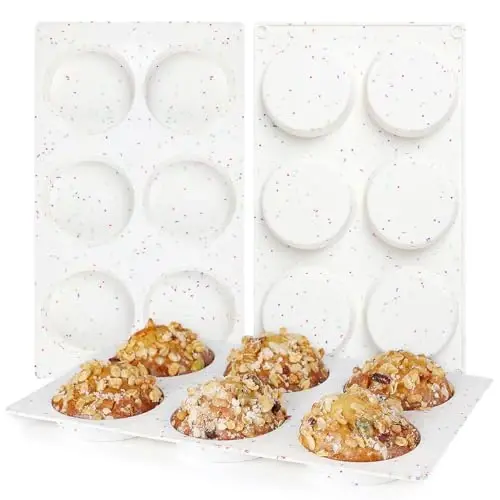 CAKETIME Muffin Top Pan, Silicone Egg Molds for Breakfast Sandwiches 3 Inch Round Baking Pan for Oven English Muffins, Whoopie Pies, Corn Bread, Egg bites, Tarts 3 Pack Confetti - CAKETIME