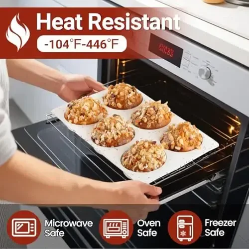 CAKETIME Muffin Top Pan, Silicone Egg Molds for Breakfast Sandwiches 3 Inch Round Baking Pan for Oven English Muffins, Whoopie Pies, Corn Bread, Egg bites, Tarts 3 Pack Confetti - 6