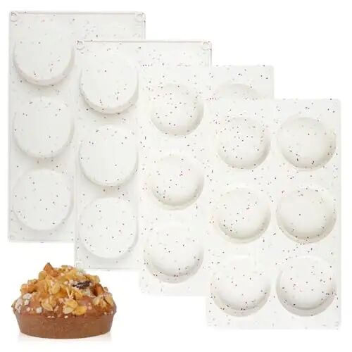CAKETIME Muffin Top Pan, Silicone Egg Molds for Breakfast Sandwiches 3 Inch Round Baking Pan for Oven English muffins, Whoopie Pies, Corn Bread, Egg bites, Tarts 4 Pack Confetti - 1