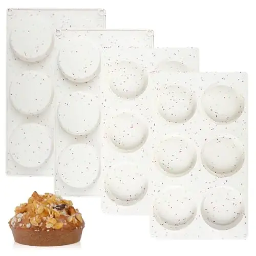 CAKETIME Muffin Top Pan, Silicone Egg Molds for Breakfast Sandwiches 3 Inch Round Baking Pan for Oven English muffins, Whoopie Pies, Corn Bread, Egg bites, Tarts 4 Pack Confetti - 1