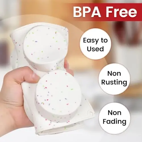 CAKETIME Muffin Top Pan, Silicone Egg Molds for Breakfast Sandwiches 3 Inch Round Baking Pan for Oven English muffins, Whoopie Pies, Corn Bread, Egg bites, Tarts 4 Pack Confetti - 5