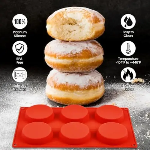 CAKETIME Silicone Egg Molds, 3 Inch Muffin Top Pan 4 Pack Nonstick for Baking English Muffin, Whoopie Pie, Corn Bread, Egg bite, Breakfast Sandwiches - 4