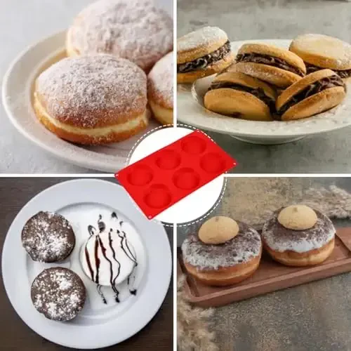 CAKETIME Silikon tuxum qoliplari, 3 dyuymli kek qoliplari to'plami, non yopish uchun yopishmaydigan 4 dona inglizcha keks, vupi pirogi, makkajo'xori noni, tuxumli gazak, nonushta sendvichlari - 6