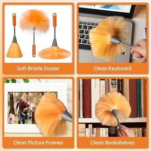 CALBEAU Ceiling Fan Cleaner Duster with 60 inch Extension Pole, Dusters for Cleaning High Ceiling Fan Blades, Cobweb Duster with Extension Pole, Duster Kit with Storage Bag - 5