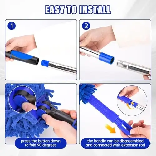 CALBEAU Ceiling Fan Cleaner Duster with 80 inch Extension Pole, Fan Duster for High Ceiling Fan Blades, Bendable and Washable Chenille Duster for Cleaning Hard to Reach Areas - 6