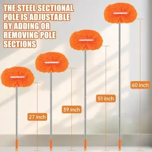 CALBEAU Потолочный вентилятор с удлинителем 60 дюймов, метелки для очистки лопастей потолочного вентилятора, метелка для паутины с удлинителем, комплект для уборки с сумкой для хранения - 7