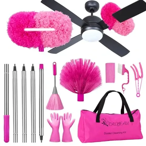 CALBEAU Ceiling Fan Cleaner Duster with 60 inch Extension Pole, Dusters for Cleaning High Ceiling Fan Blades, Dusters Kit with Storage Bag, Cleaning Tools for Families 