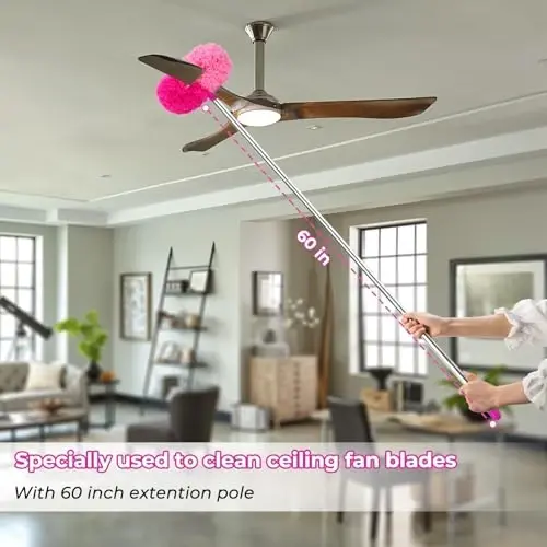 CALBEAU Ceiling Fan Cleaner Duster with 60 inch Extension Pole, Dusters for Cleaning High Ceiling Fan Blades, Dusters Kit with Storage Bag, Cleaning Tools for Families - CALBEAU (1)