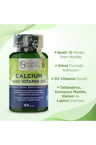 Calcium With Vitamin D3 60 Tablets - NATURES SUPREME (1)