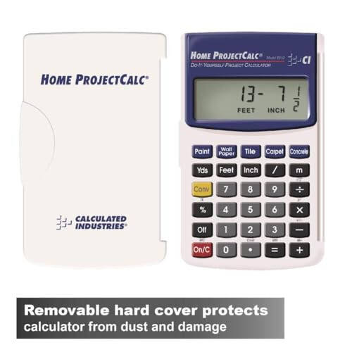 Calculated Industries 8510 Home ProjectCalc Do-It-Yourselfers Feet-Inch-Fraction Project Calculator | Dedicated Keys for Estimating Material Quantities and Costs for Home Handymen and DIYs , White Small - 4