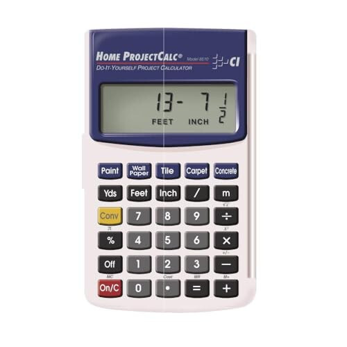 Calculated Industries 8510 Home ProjectCalc O‘z-o‘zidan bajaruvchilar uchun fut-dyuym-kسرlar loyiha hisoblagichi | Uy ustalari va o‘z-o‘zidan bajaruvchilar uchun materiallar miqdori va xarajatlarini baholash uchun maxsus tugmalar, oq kichkina - 5