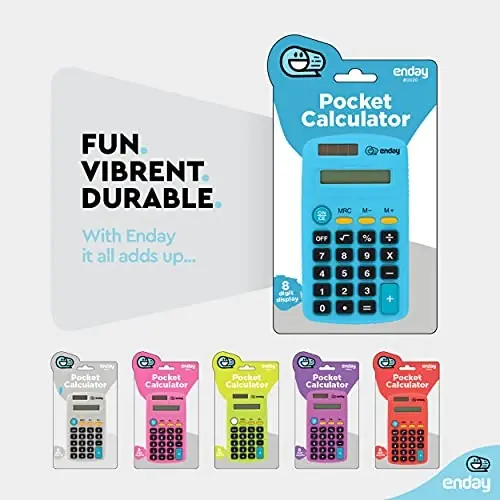 Calculator Blue, Basic Small Solar and Battery Operated, Large Display Four Function, Auto Powered Handheld Calculator School and Kids Available in Green, Red, Purple, Grey, Pink, 1 PK – by Enday - 3
