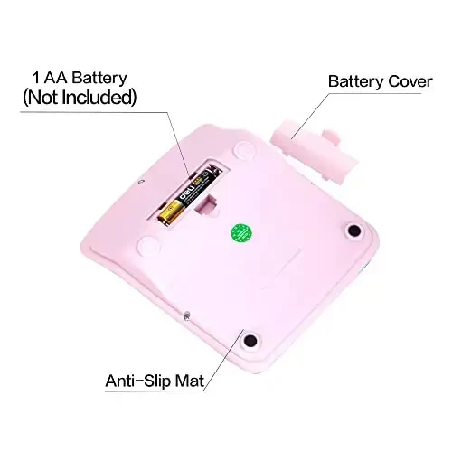 Calculator, Deli Standard Function Desktop Calculators with 12 Digit Large LCD Display and Sensitive Button, Solar Battery Dual Power Office Calculator, Pink - 5