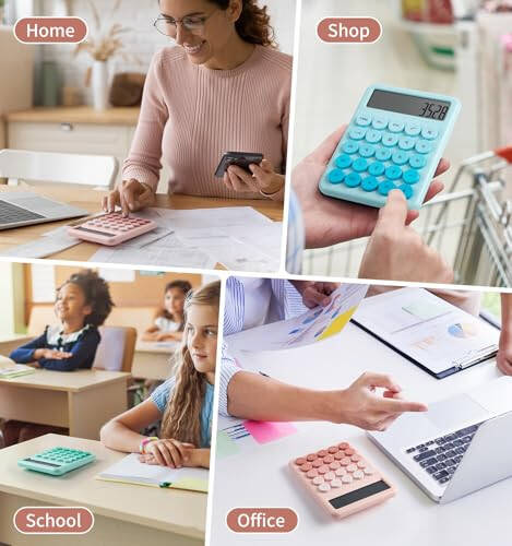 Calculator, Desk Calculators, Cute Pink Calculator, 12 Digit with Large LCD Display, Basic Standard Calculator, Big Button, Aesthetic Calculator, Mechanical Calculator for Office School - 6