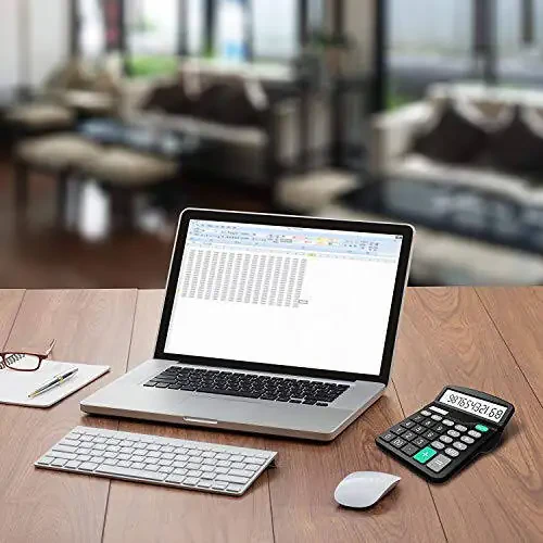 Calculator, Splaks 2 Pack Standard Functional Desktop Calculators Solar and AA Battery Dual Power Electronic Office Calculators with 12-Digit Large Display (1 Basic Black&1 Updated Silver) - 6