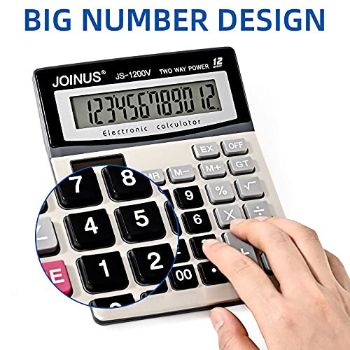 Calculator, Standard Function Desktop Calculator with 12-Digit Large LCD Display and Big Sensitive Computer Keys, Solar Battery Dual Power Calculator，Easy to use Basic Calculator - 4