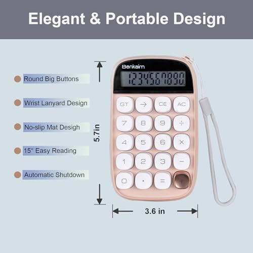 Calculators, Benkaim Desktop Calculator, Basic Standard Calculator, 10 Digit Large LCD Display Big Button Calculator, Cute Office Supplies for School, Office and Business Use (Beige) - 2