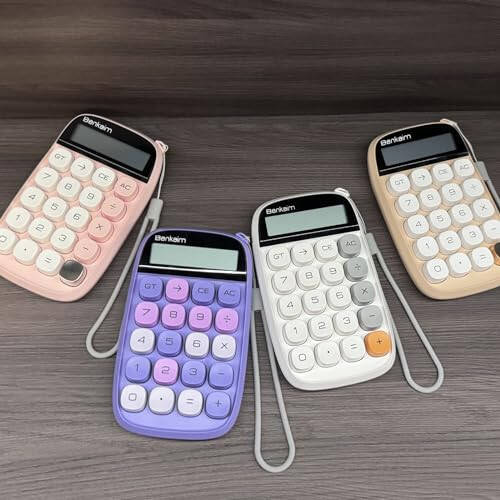 Calculators, Benkaim Desktop Calculator, Basic Standard Calculator, 10 Digit Large LCD Display Big Button Calculator, Cute Office Supplies for School, Office and Business Use (Beige) - 6