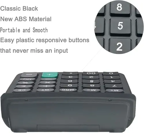 Calculators, BESTWYA 12-Digit Dual Power Handheld Desktop Calculator with Large LCD Display Big Sensitive Button (Black, Pack of 5) - 5